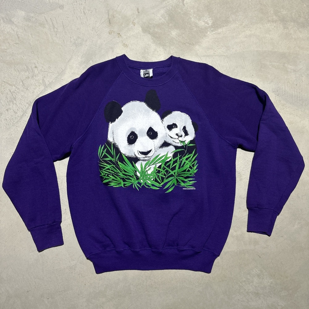 VTG 90's Crewneck Sweatshirt"Panda Family" SZ XL USA MADE Nature Lee Sportswear